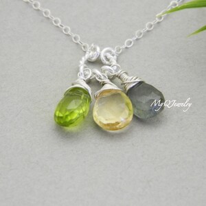 Mothers Day from Daughter, Three Birthstone Necklace, Sister Necklace, Birthstone Jewelry, Mother in law Gifts, Grandmother Necklace image 2