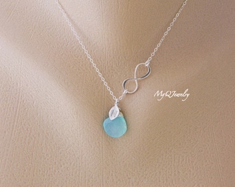 Personalizado de Dama de honor collar con piedra, joyería de regalo para ella, collar del infinito, amiga, regalo del día de la madre, para la nueva mamá