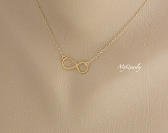 Gold Infinity Necklace, Eternity Necklace, Infinity Jewelry, Sister Necklace, Bridesmaid Jewelry, Best Friend Necklace, Friendship Jewelry