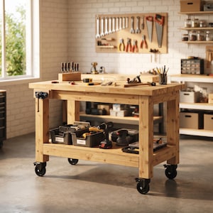 Multi-Purpose Wooden Workbench Plans| Heavy-Duty DIY Workshop Table Build Guide