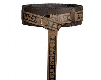 Viking printed belt, Pirate Belt, Viking Waist belt, Viking Celtic belt, Medieval leather belt,