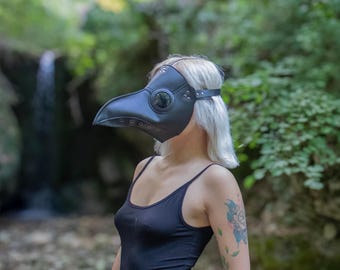 Plague Doctor Mask ,Ren Faire, Halloween ,Handmade PU Leather Steampunk Beak Mask for Cosplay, LARP