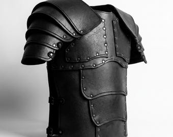Leather Armor ,Men's Medieval Armor, Larp Armor, SCA Leather Shoulders, Fantasy Armor Costume,
