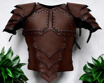 Men's Medieval Armor, Larp Cosplay Clothes, SCA Leather Shoulders, Fantasy Armor Costume, Leather armor