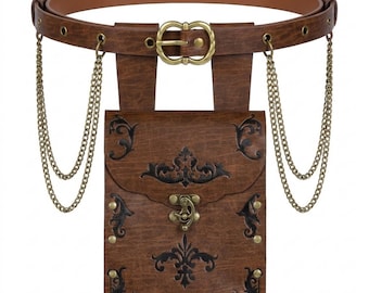 Viking printed belt Bag, Pirate Belt Bag, Viking Waist belt, Viking Celtic belt, Medieval leather belt Bag,