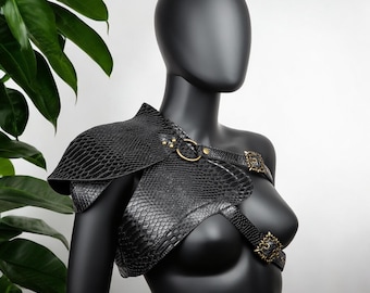 Ren Faire Accessories, SCA Leather Shoulders, Leather Armor, Medieval Armband, Larp Cosplay Armour