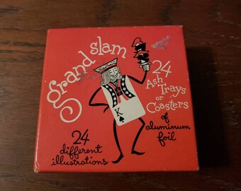 Fabulous Vintage Playing Card Themed Aluminum Ash Trays in Original Box Set of 24