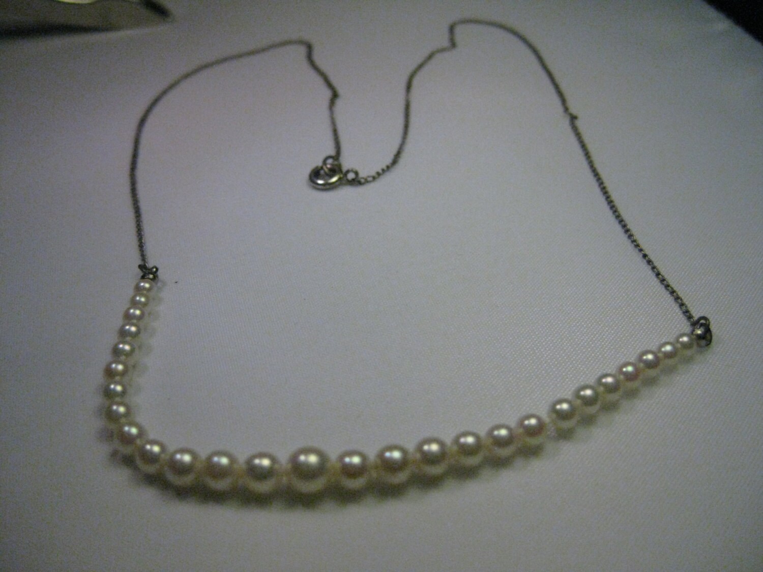 4mm and Faux Rondelle Burnished Sterling Pearl Necklace - 30 inch