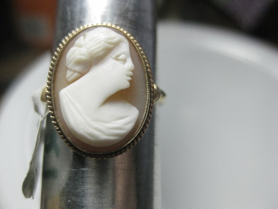 Vintage 14kt Cameo Ring, Victorian, 1800's to ear… - image 4