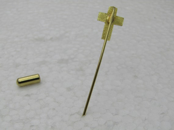Vintage Enameled/Guilloche  Cross Stick Pin, Gold… - image 5