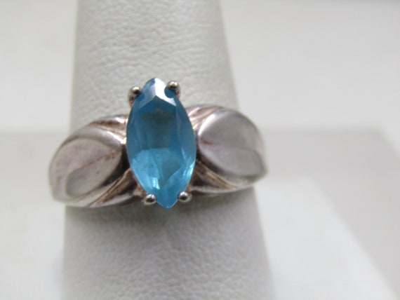 Vintage Sterling Blue Topaz Ring, Sz. 10.5, Signed HAN