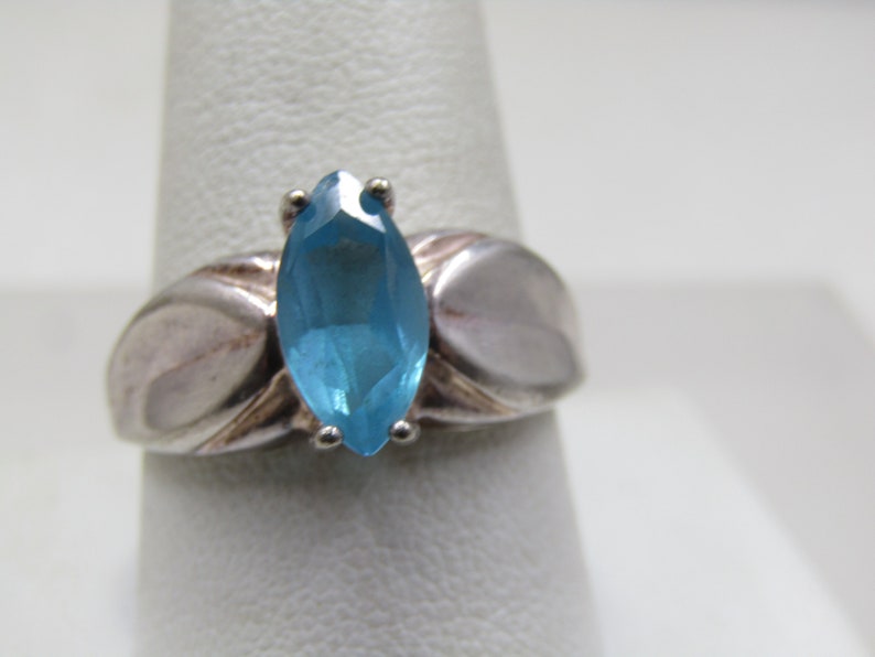 Vintage Sterling Blue Topaz Ring, Sz. 10.5, Signed HAN image 1