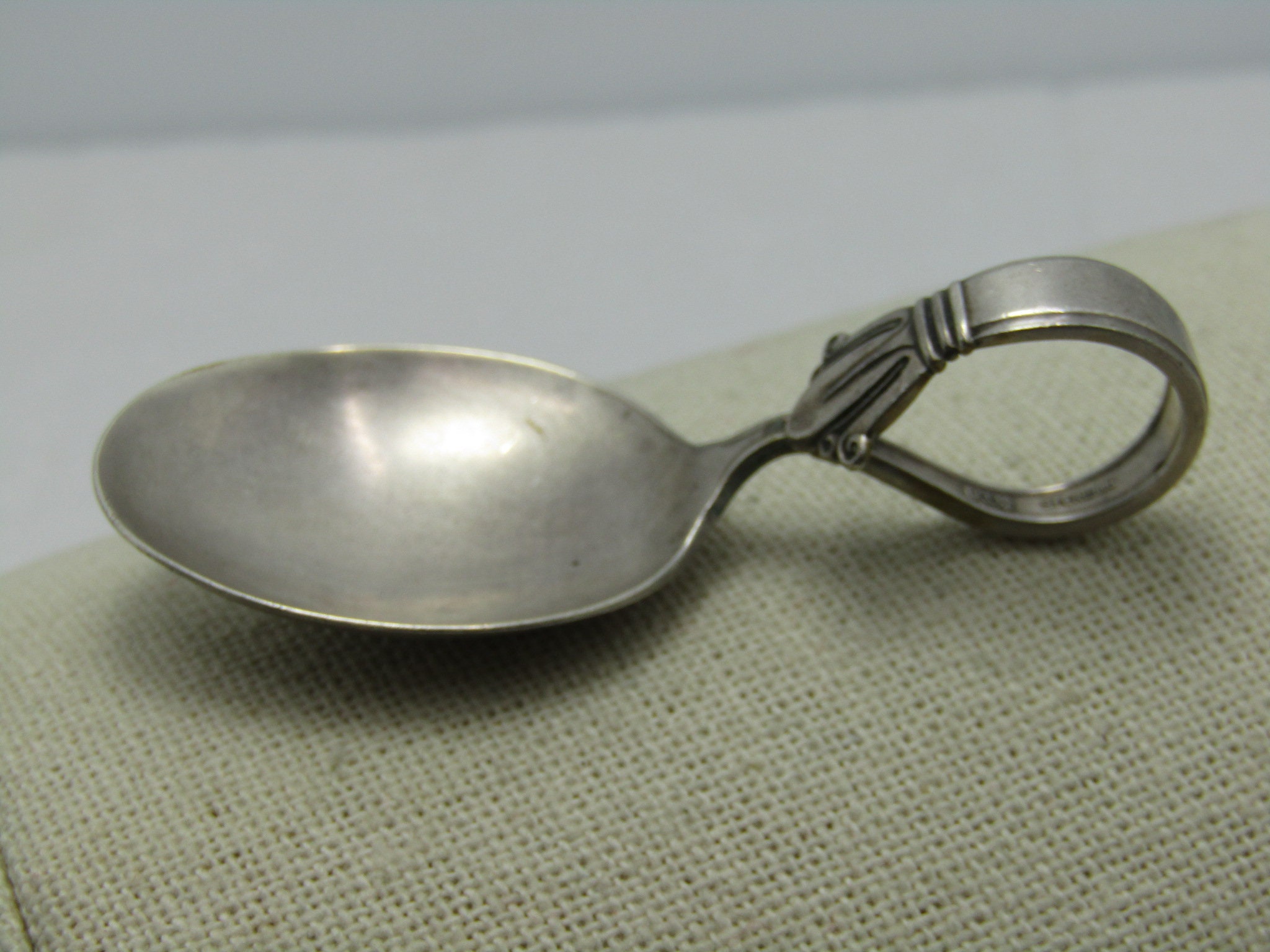 Vintage Sterling Silver Baby Spoon, 1940's, Looped Handle, 15.23 Gr