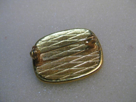 Vintage Damascene Geometric Cross  Brooch, 1" wid… - image 5