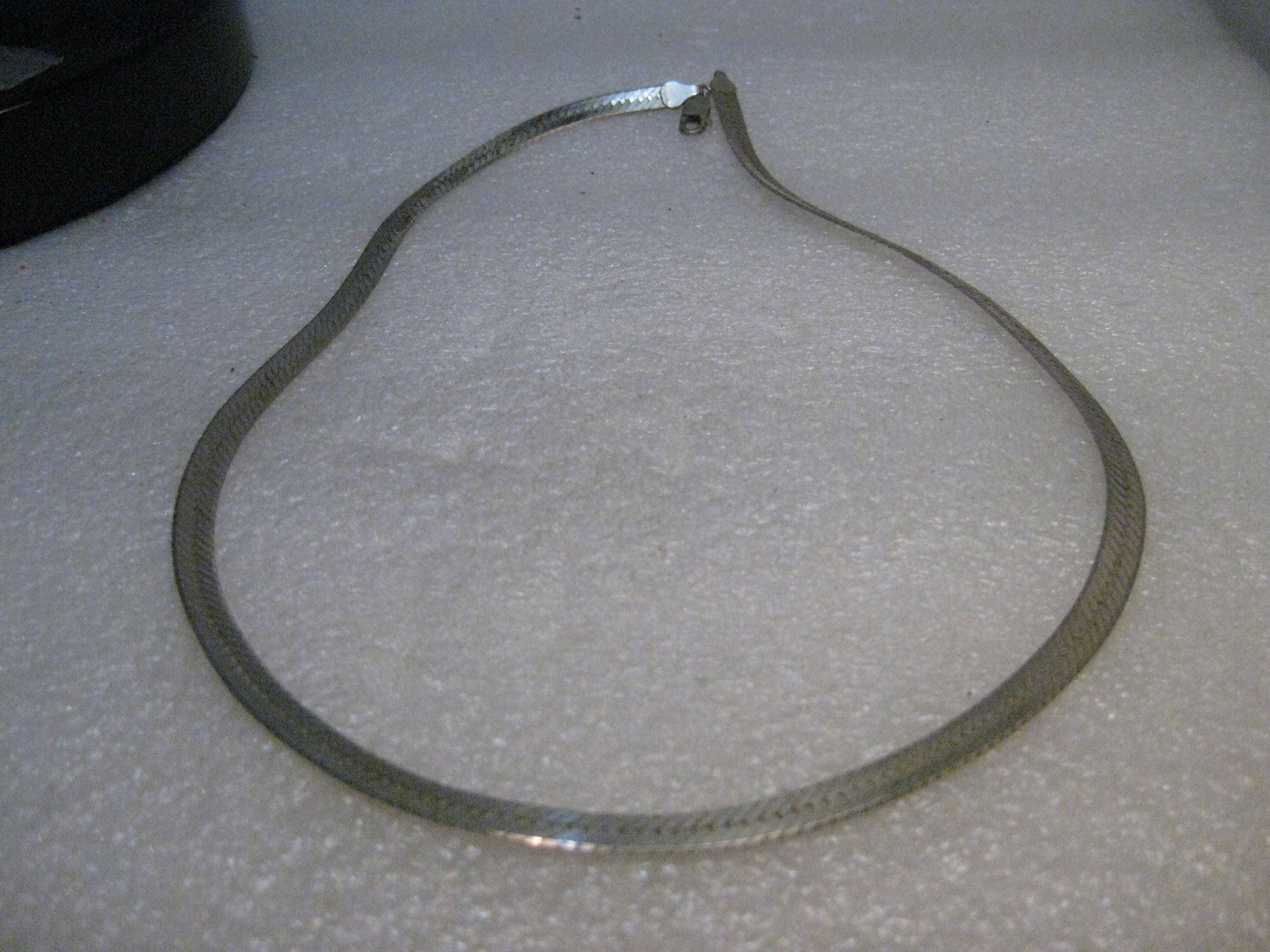 Sterling Reversible Herringbone Necklace, 6mm wide, 20, Beveled, 16.41gr.