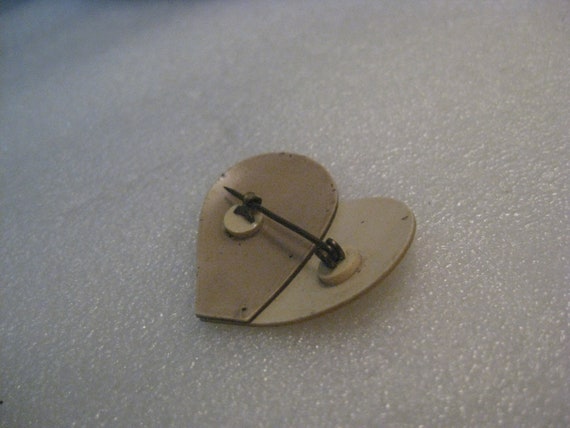 Vintage Celluloid Heart Brooch, Pearly Tan, 1930'… - image 4