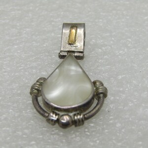 Vintage .950 Silver Mother-of-Pearl Pendant, 10kt Accent,  3.91 Grams, 1-3/8&quot; Long, Boho/Southwestern