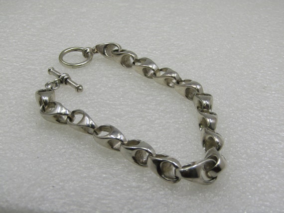Vintage Men's Heavy Sterling Silver Bracelet, 9.5" - image 4
