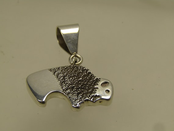 Vintage Sterling Buffalo Pendant, Two-Sided, Signed NW, 1980's-1990's