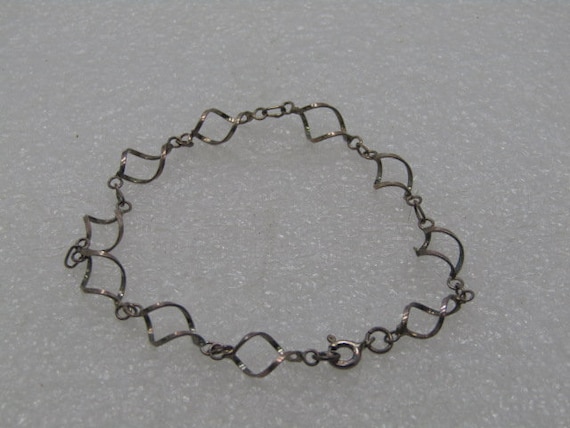 Vintage Sterling Spiral Linked Bracelet - Open Link, Artisan Made, 7.5" 2.19 gr.