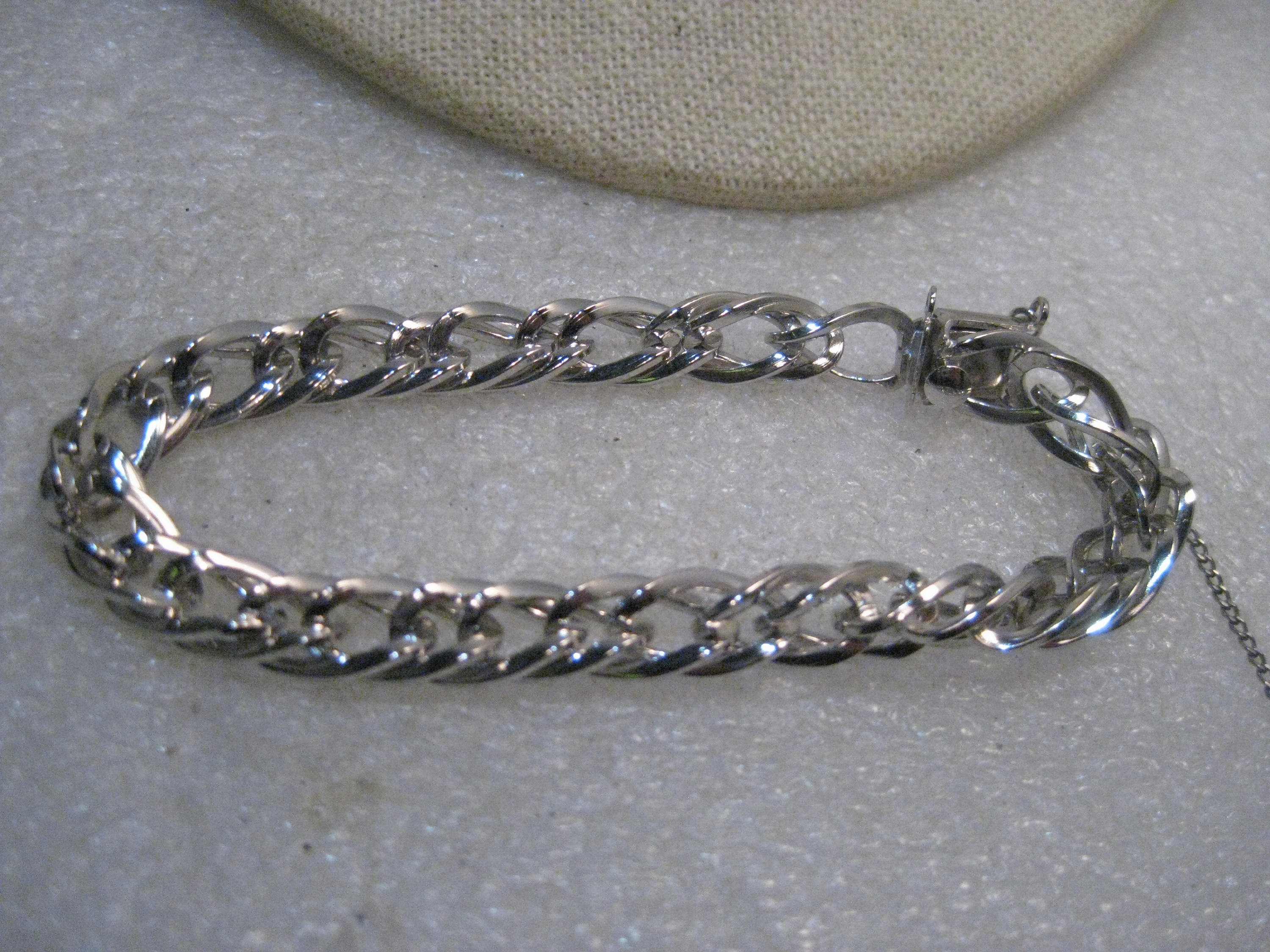 Sterling Silver Double Curb Link Charm Bracelet, 7.25, 7.5mm wide, 18.