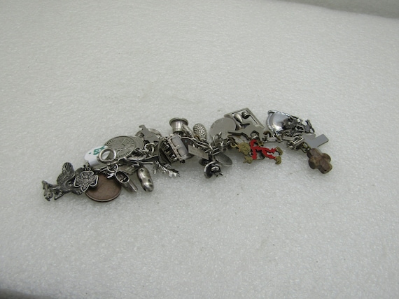 Vintage Sterling Silver Charm Bracelet, 31 Charms, 7"