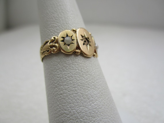 Victorian 10kt Rose Gold Otsby Barton Pearl Ring, Sz. 5.