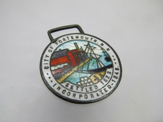 Vintage Sterling Portmouth, NH Watch Fob. Estimated 1940's-1950's