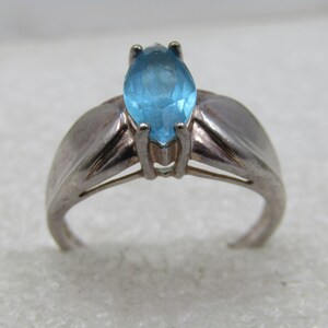 Vintage Sterling Blue Topaz Ring, Sz. 10.5, Signed HAN image 7