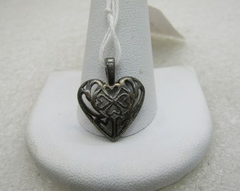 Vintage Sterling Hearts within a Heart Pendant, 3/4" and 5/8" wide