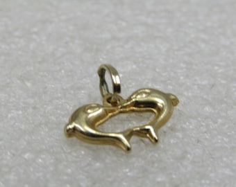 Vintage 14kt Dolphin Heart Charm or Pendant