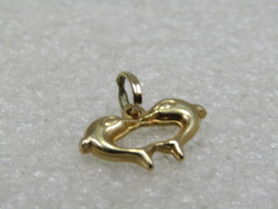 Vintage 14kt Dolphin Heart Charm or Pendant