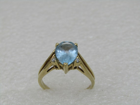 Vintage Dason Blue Topaz Diamond Ring, Sz. 7. Appx. 2.5TCW.