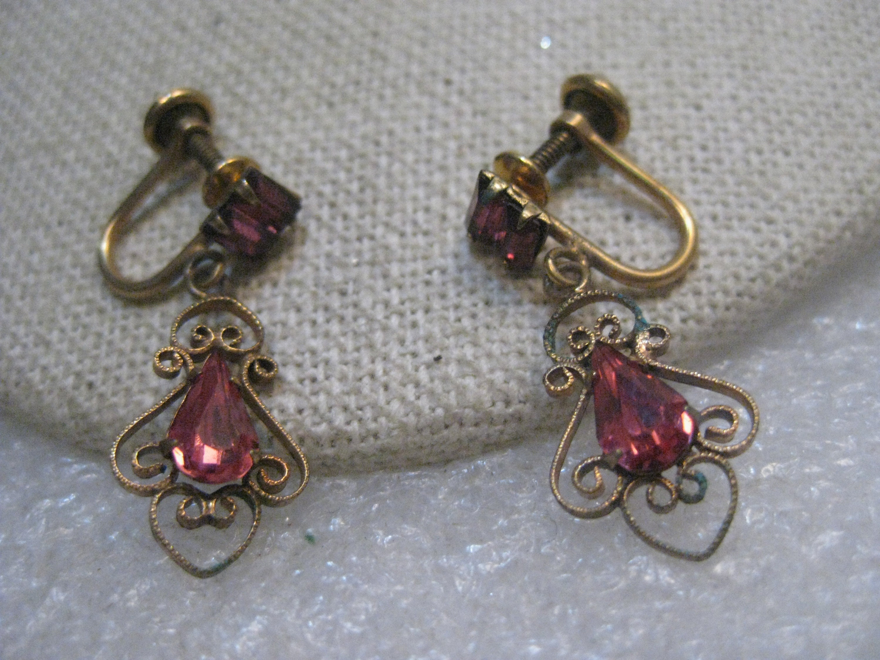 Vintage Bal-Ron Pink Rhinestone Earrings, Stud and Dangle, Screw-Back ...