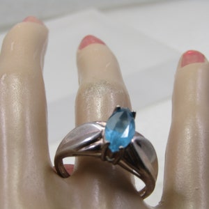 Vintage Sterling Blue Topaz Ring, Sz. 10.5, Signed HAN image 8