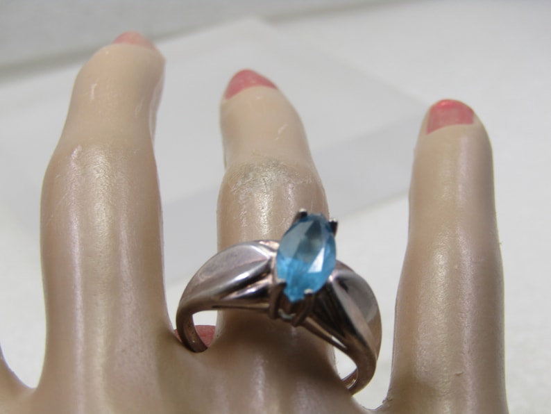 Vintage Sterling Blue Topaz Ring, Sz. 10.5, Signed HAN image 8