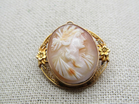 Antique 10kt Cameo Necklace/Pendant, 1920's-1930's