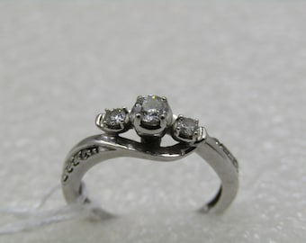Vintage 10kt Triple Diamond Engagement Ring, Sz. 5.5,  Appx. .50 TCW