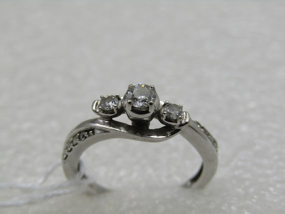 Vintage 10kt Triple Diamond Engagement Ring, Sz. 5.5,  Appx. .50 TCW