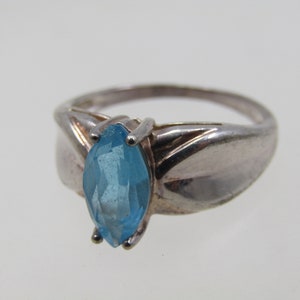 Vintage Sterling Blue Topaz Ring, Sz. 10.5, Signed HAN image 6