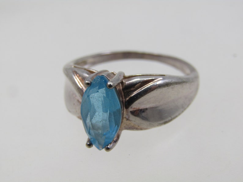 Vintage Sterling Blue Topaz Ring, Sz. 10.5, Signed HAN image 6