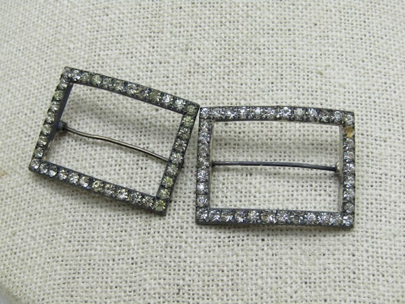 Vintage Sterling Art Deco Rhinestone Brooch Set, 8.10 gr., 1.25" by 7/8", 3mm, C-Clasp, Signed RR, Ralfe Rings