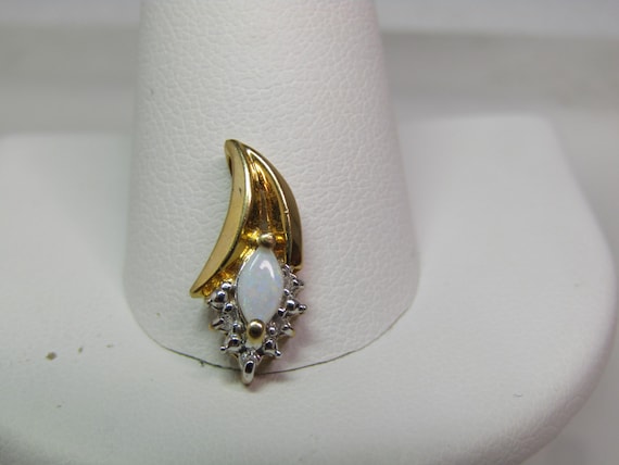 Vintage 10kt Opal Diamond Pendant, 1980's