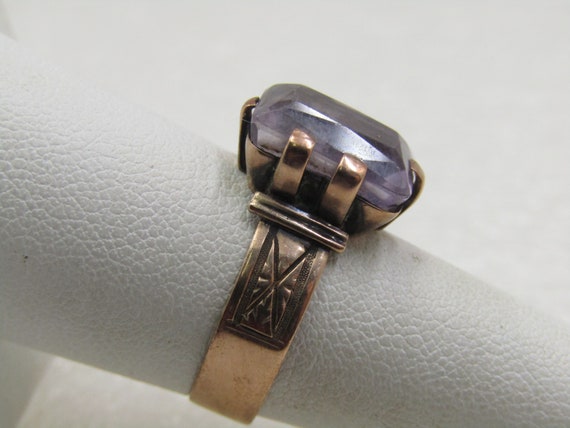 Victorian 9kt Yellow Gold Amethyst Ring, Sz. 6.75… - image 2