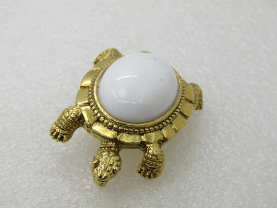 Vintage  White Back Turtle Brooch, 1970's-1980'