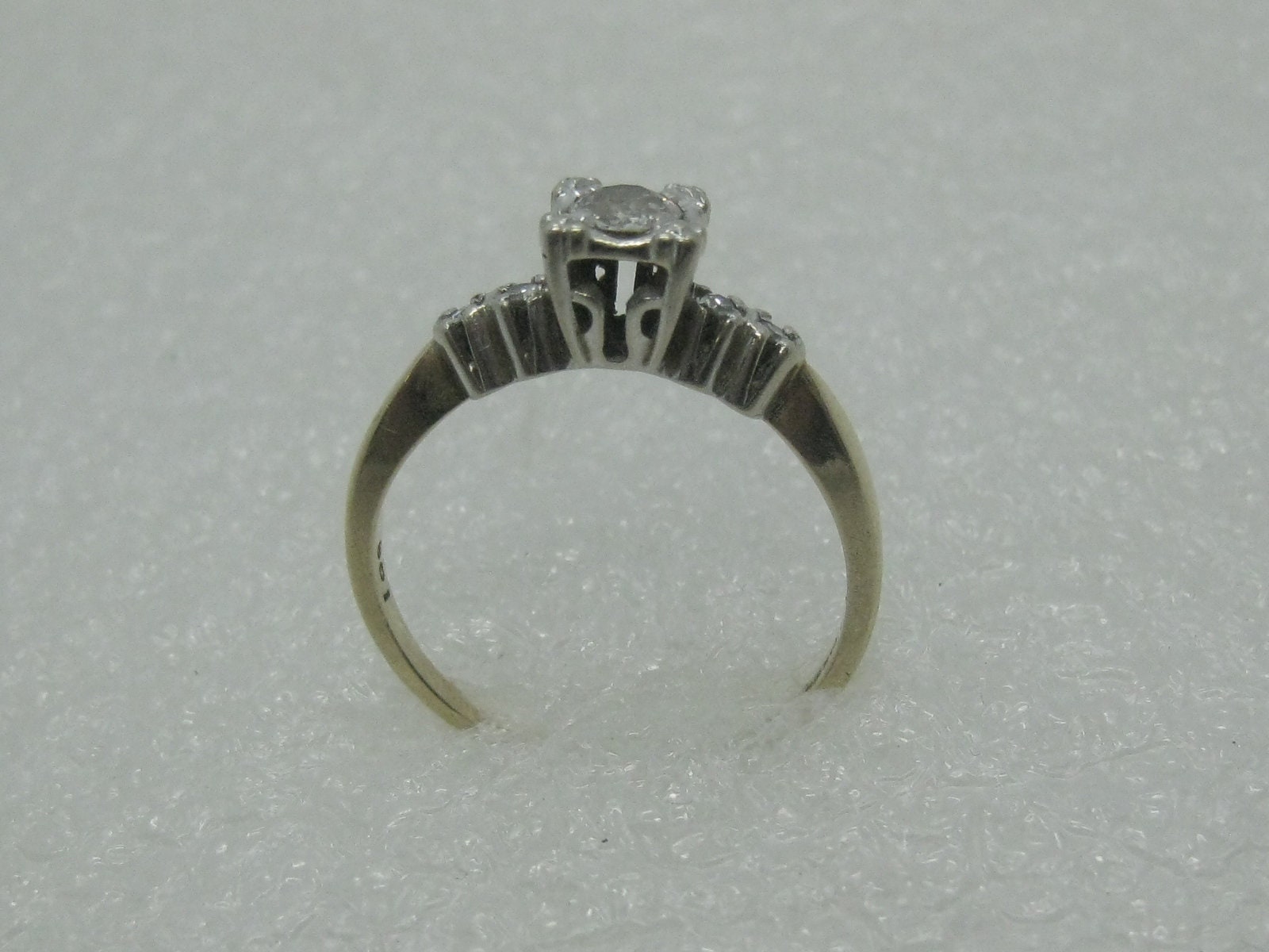 14kt Art Deco Diamond Engagement Ring Artcarved size 9 .29 | Etsy