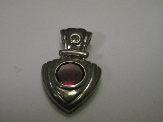 Vintage Sterling Silver Pendant/Slide/Enhancer wi… - image 1