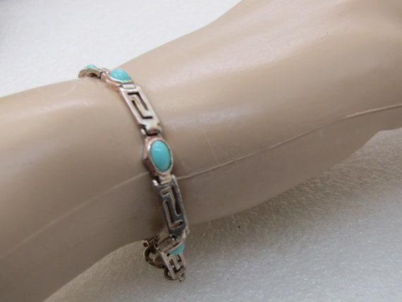 Sterling Silver Turquoise Glass Bracelet, 7", Open Link, 4.5mm-5.5mm wide