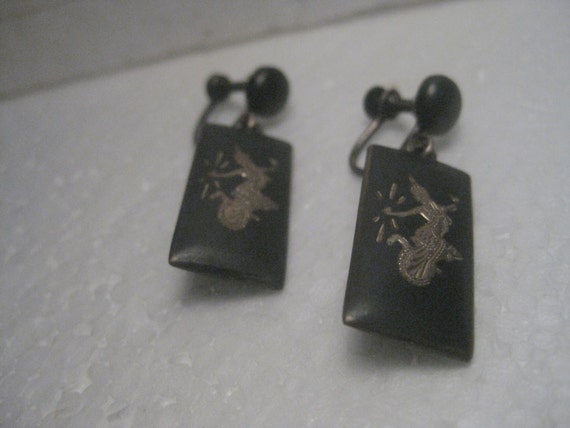 Vintage Siam Sterling Silver Dangle Screwback & Stud Earrings, 1.5" long, 10.21grams.