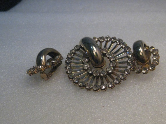 Vintage Art Deco Demi Parure, Rhinestones, Brooch… - image 2